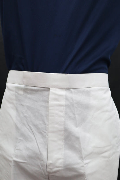 Front belt design detail of men white cotton pant style pajama