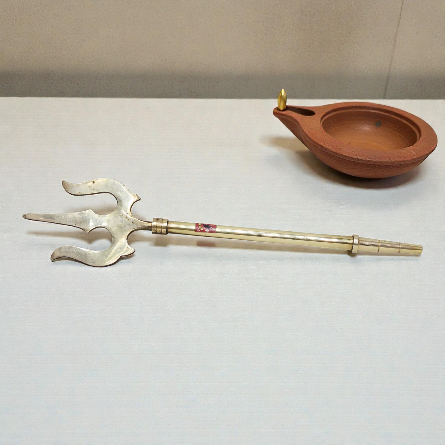 Brass Trishul on Stand - Shiva's Mahadev's Energized Trishul for Pooja Room