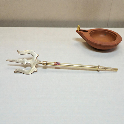 Brass Trishul on Stand - Shiva's Mahadev's Energized Trishul for Pooja Room