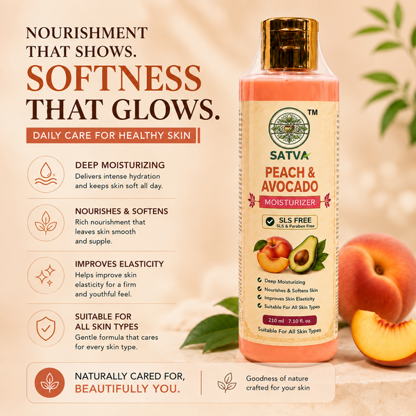 SATVA Peach & Avocado Moisturizer – SLS Free, Deep Moisturizing, 210ml