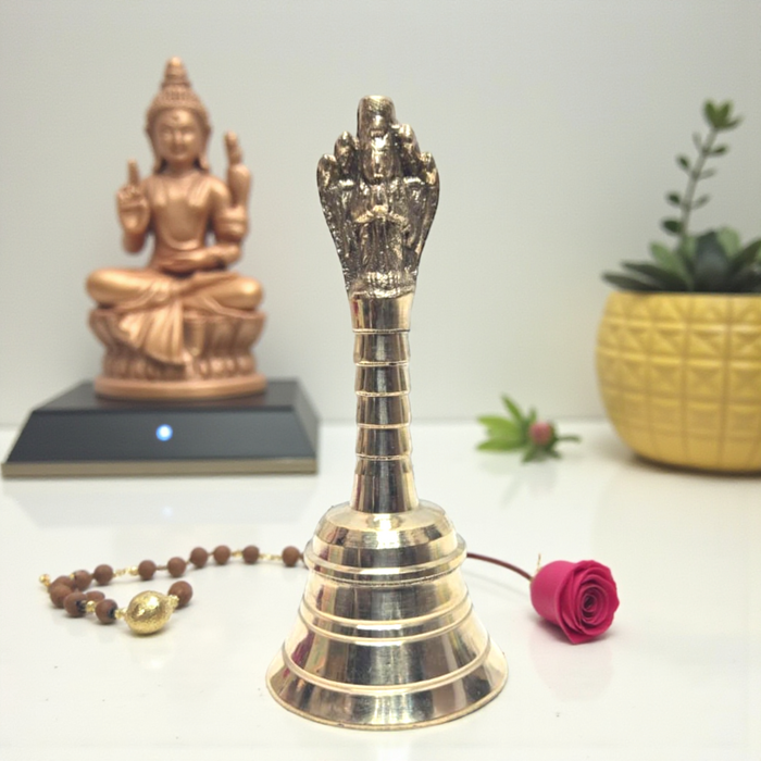 Pure Brass Garud Ji Bell | Handcrafted Temple Ghanti with Garuda Idol Handle