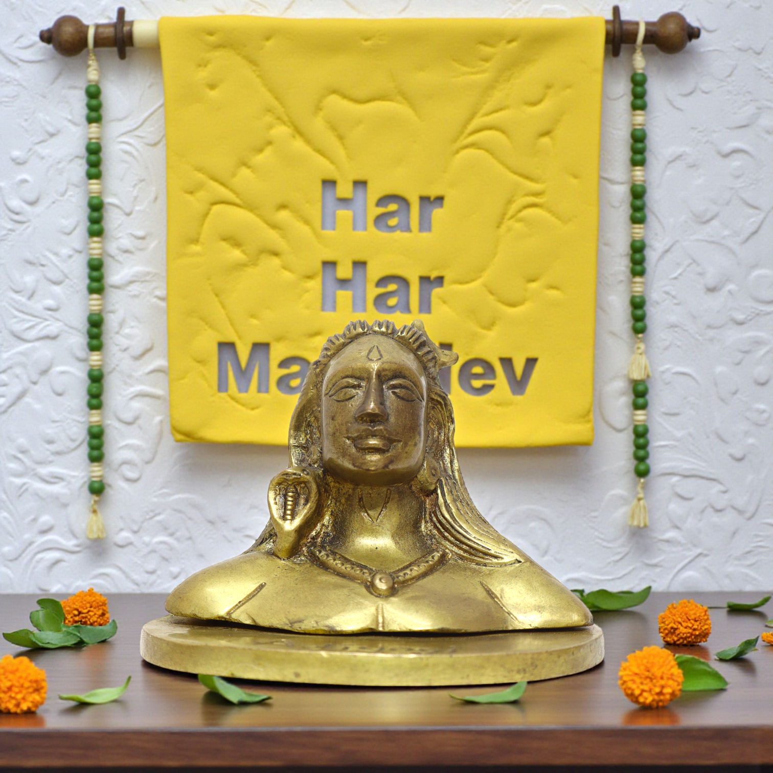 4-Inch Brass Adiyogi Shiva Statue | 650g Mahadev Idol for Car & Home
