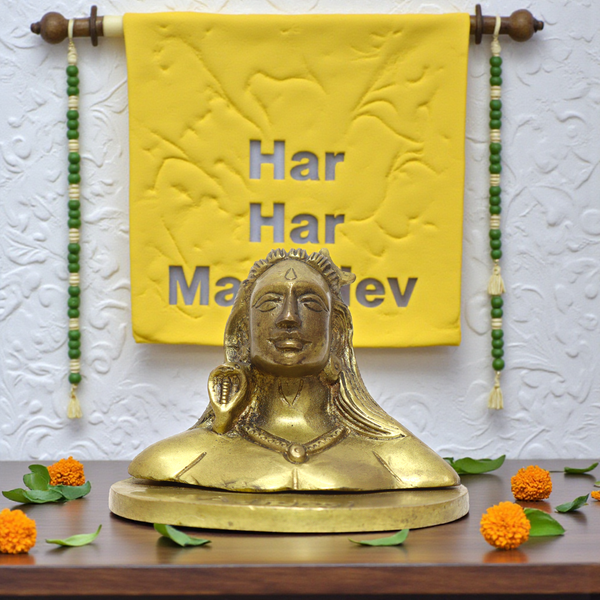 Pure Brass Adiyogi Shiva Bust – 4 Inch Solid Mahadev Idol for Home & Car Dashboard (650g)