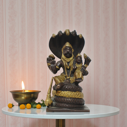 Solid Brass Lakshmi Narasimha Swamy on Sheshnag
