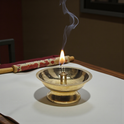 Pure Brass Diya | Small Traditional Oil Lamp for Daily Puja | Handcrafted Brass Deepak
