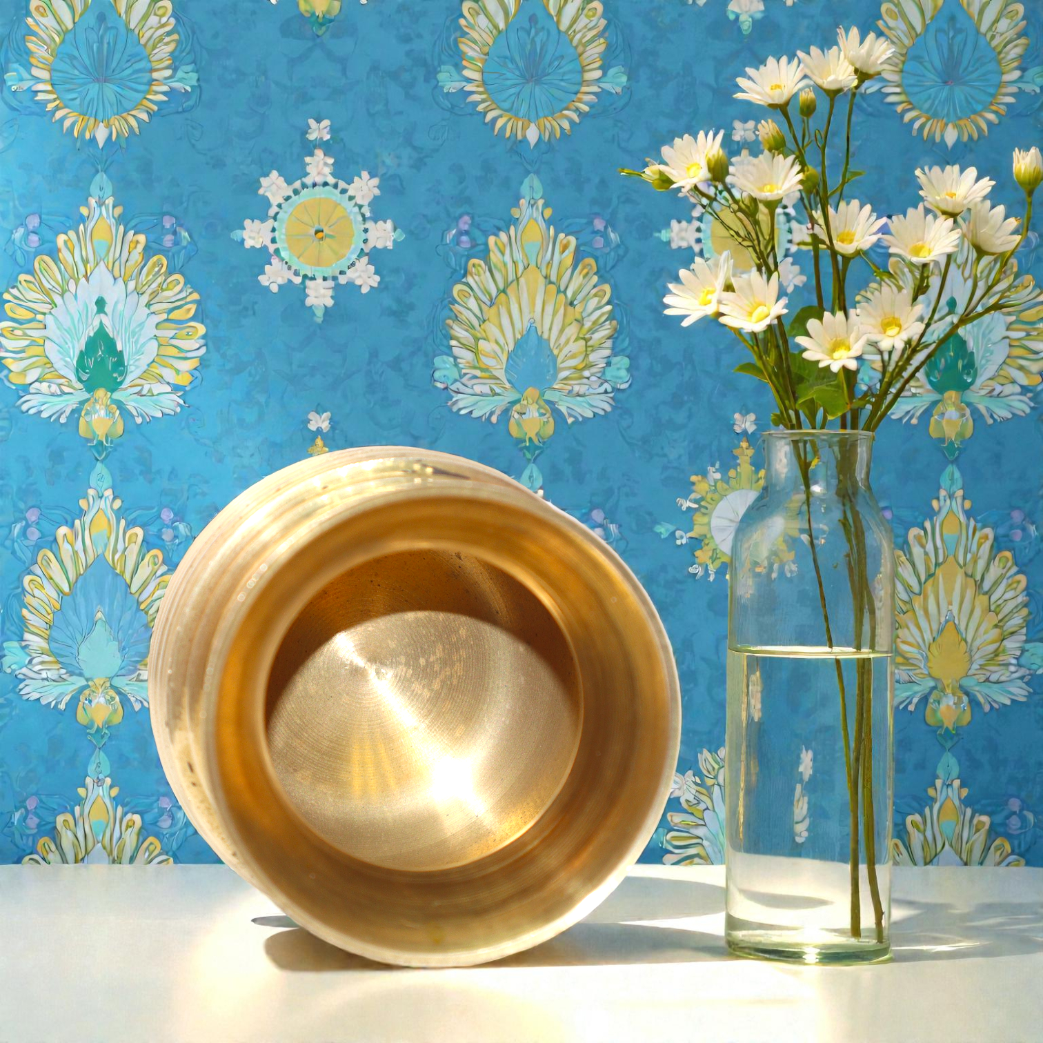 Pure Brass Ribbed Lota for Puja - 3 Inch, 170g Traditional Kalash