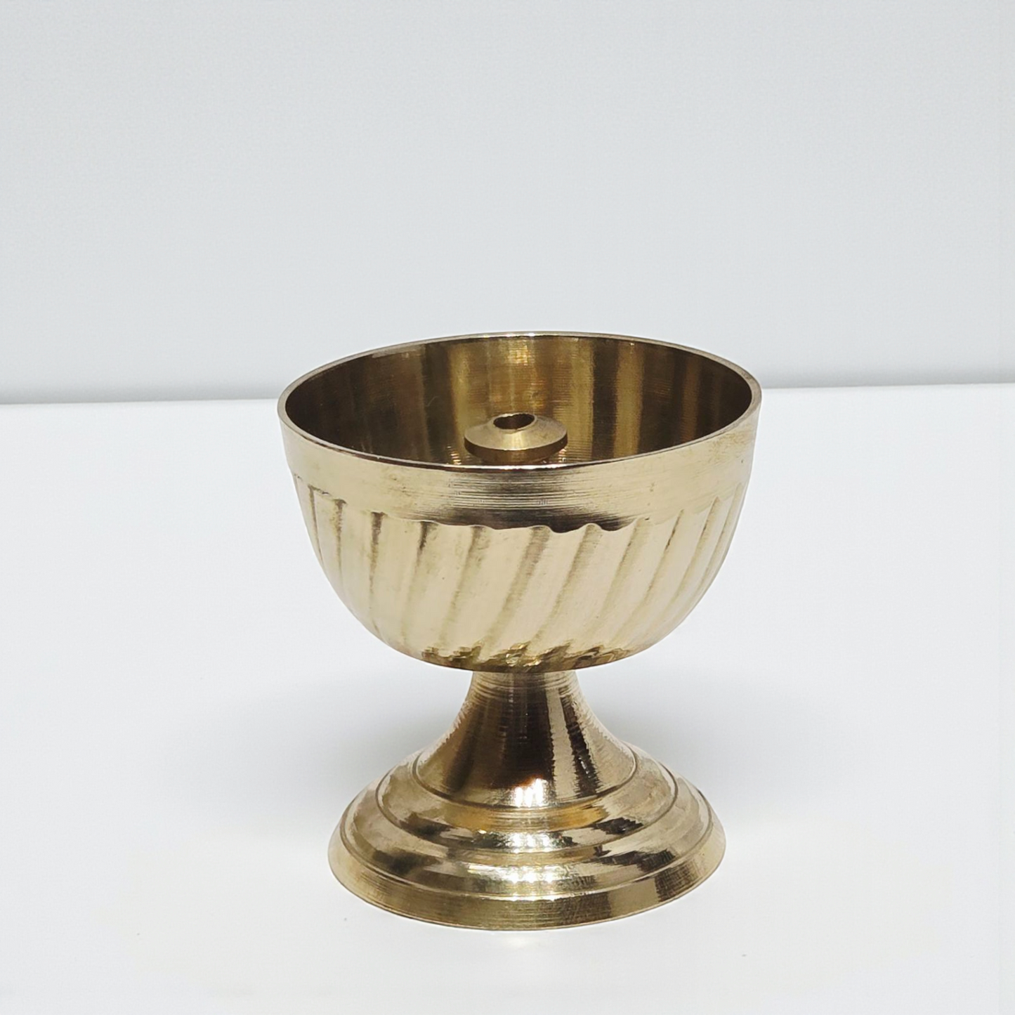 Pure Brass Diya | Compact Round Oil Lamp for Daily Puja | Handcrafted Brass Deepak