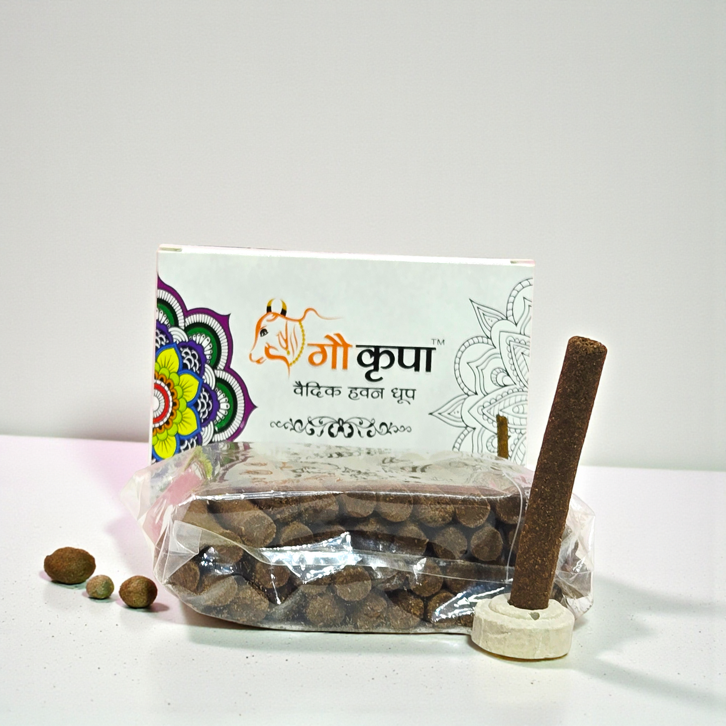 Khadi Vedic Havan Dhoop | Cow Dung Based Natural Incense with Holder
