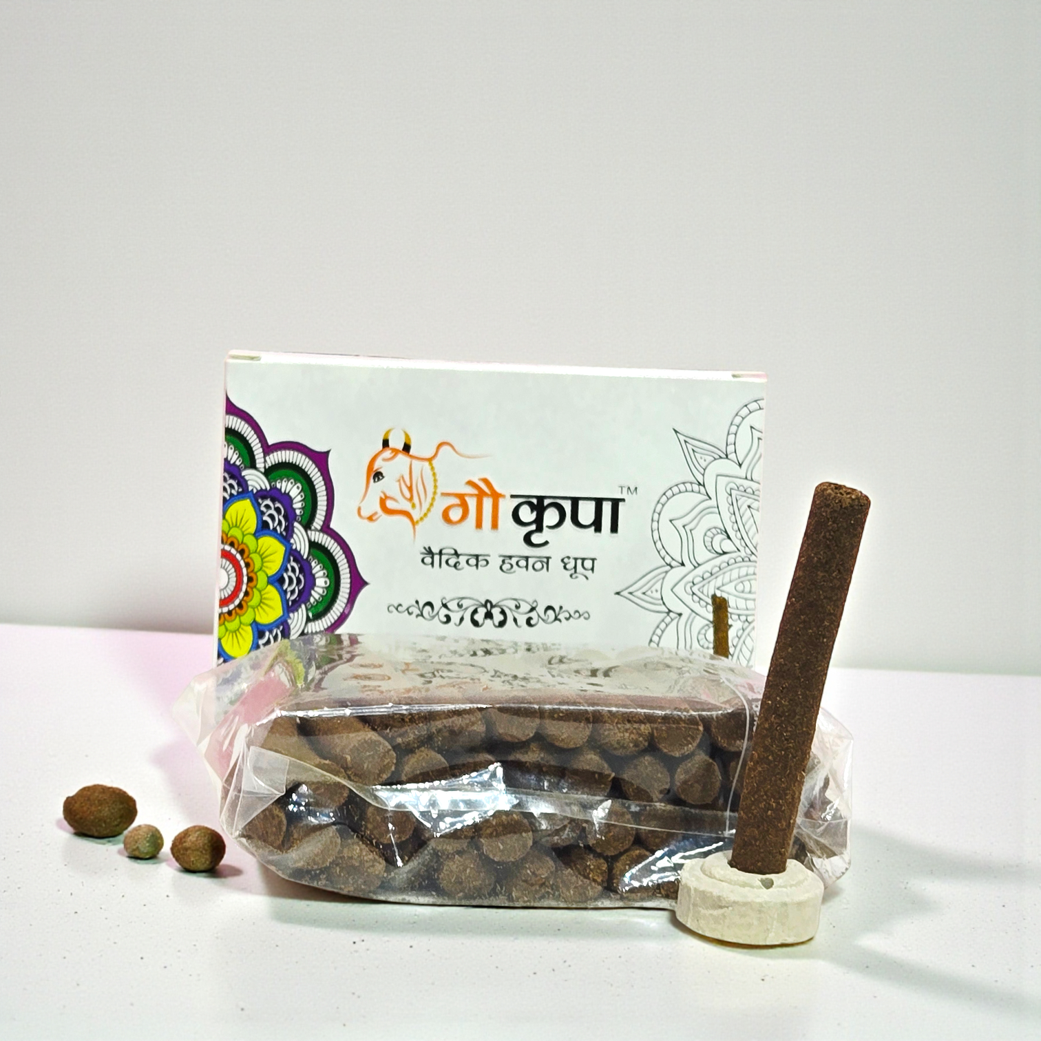 Khadi Vedic Havan Dhoop | Cow Dung Based Natural Incense with Holder