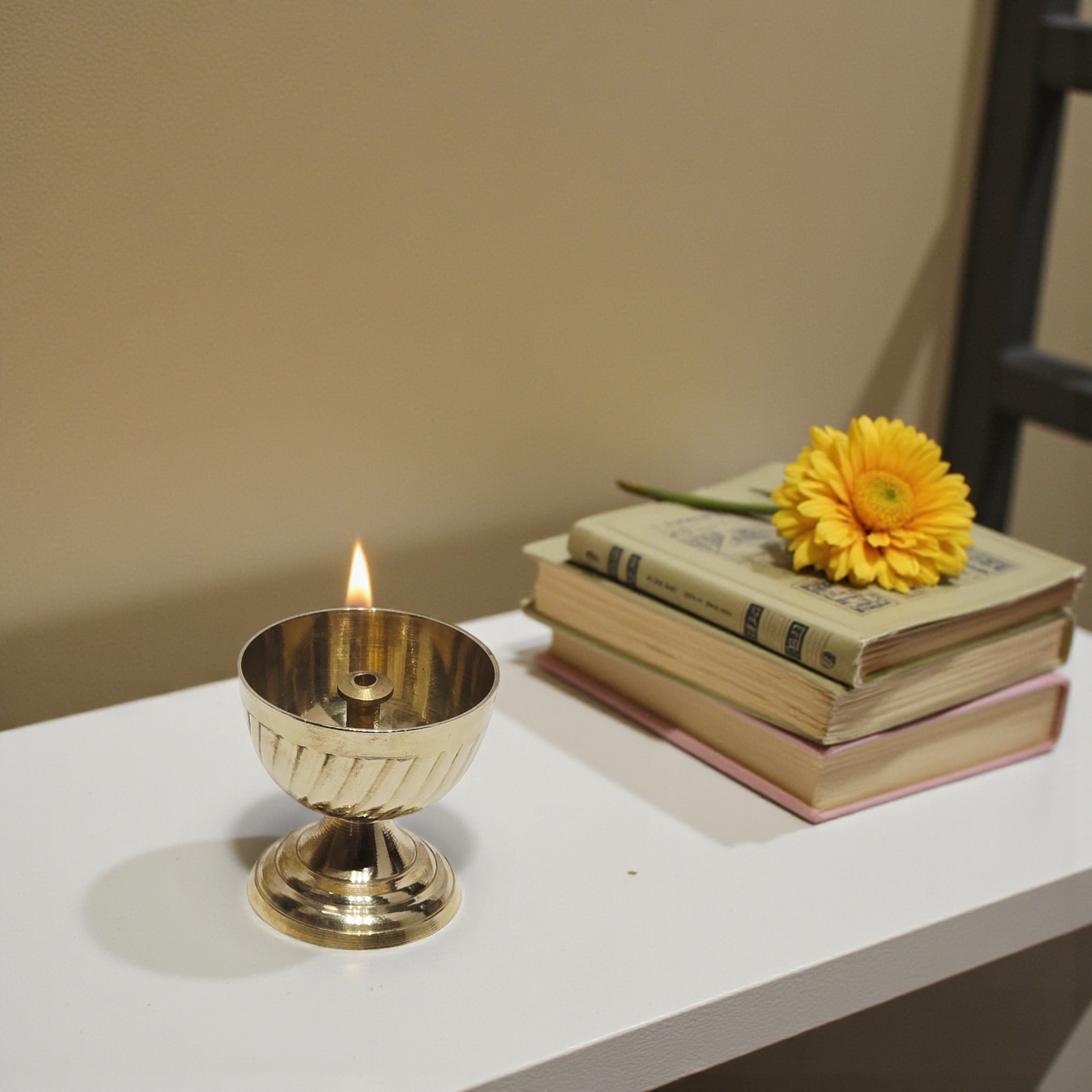 Pure Brass Diya | Compact Round Oil Lamp for Daily Puja | Handcrafted Brass Deepak