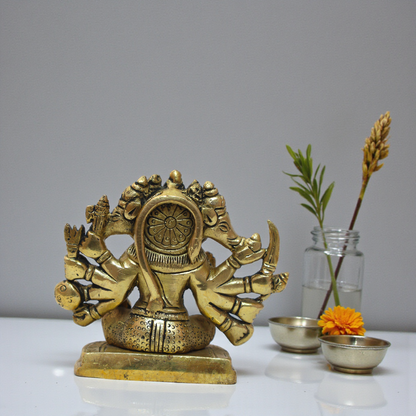 Buy Now 4.5" Brass Panchmukhi Hanuman Idol | 1kg Heavy Protective