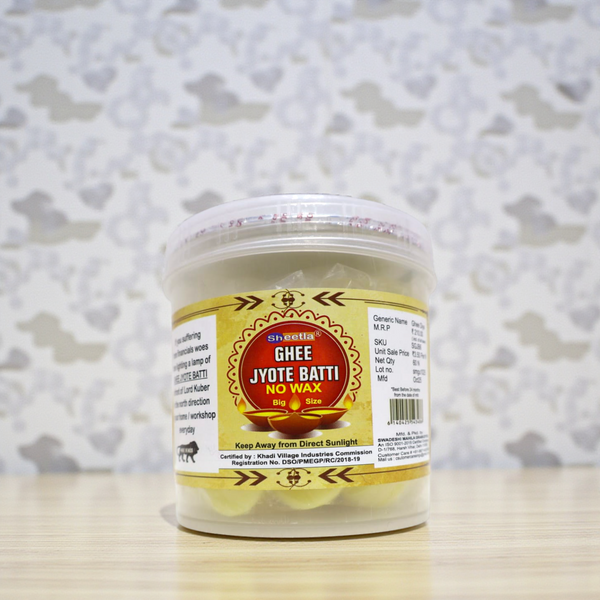 Khadi Handcrafted Pure Ghee Jyot Batti (Small) – Ready-to-Use Diya Wicks for Daily Pooja – Wax-Free, Mess-Free & KVIC Certified (Swadeshi Product)