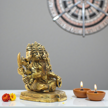 Buy Now 4.5" Brass Panchmukhi Hanuman Idol | 1kg Heavy Protective