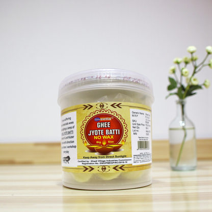 Khadi Handcrafted Pure Ghee Jyot Batti (Small) – Ready-to-Use Diya Wicks for Daily Pooja – Wax-Free, Mess-Free & KVIC Certified (Swadeshi Product)