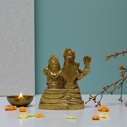2.5" Brass Shiv Parivar Idol | Small Car Dashboard Murti (212g)