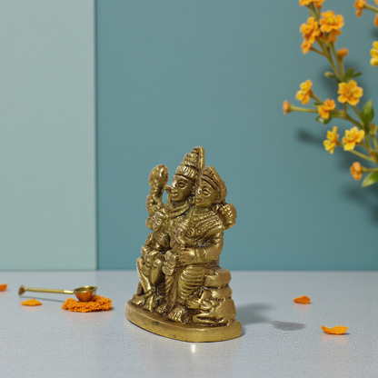 2.5" Brass Shiv Parivar Idol | Small Car Dashboard Murti (212g)