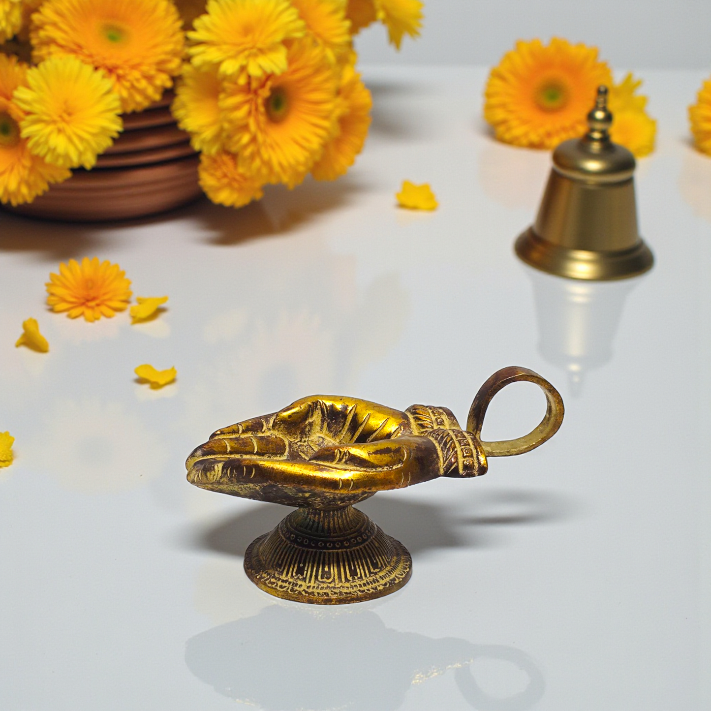 Handcrafted Pure Brass Diya | Decorative Brass Deepak for Puja, Temple & Home Decor | Traditional Indian Oil Lamp