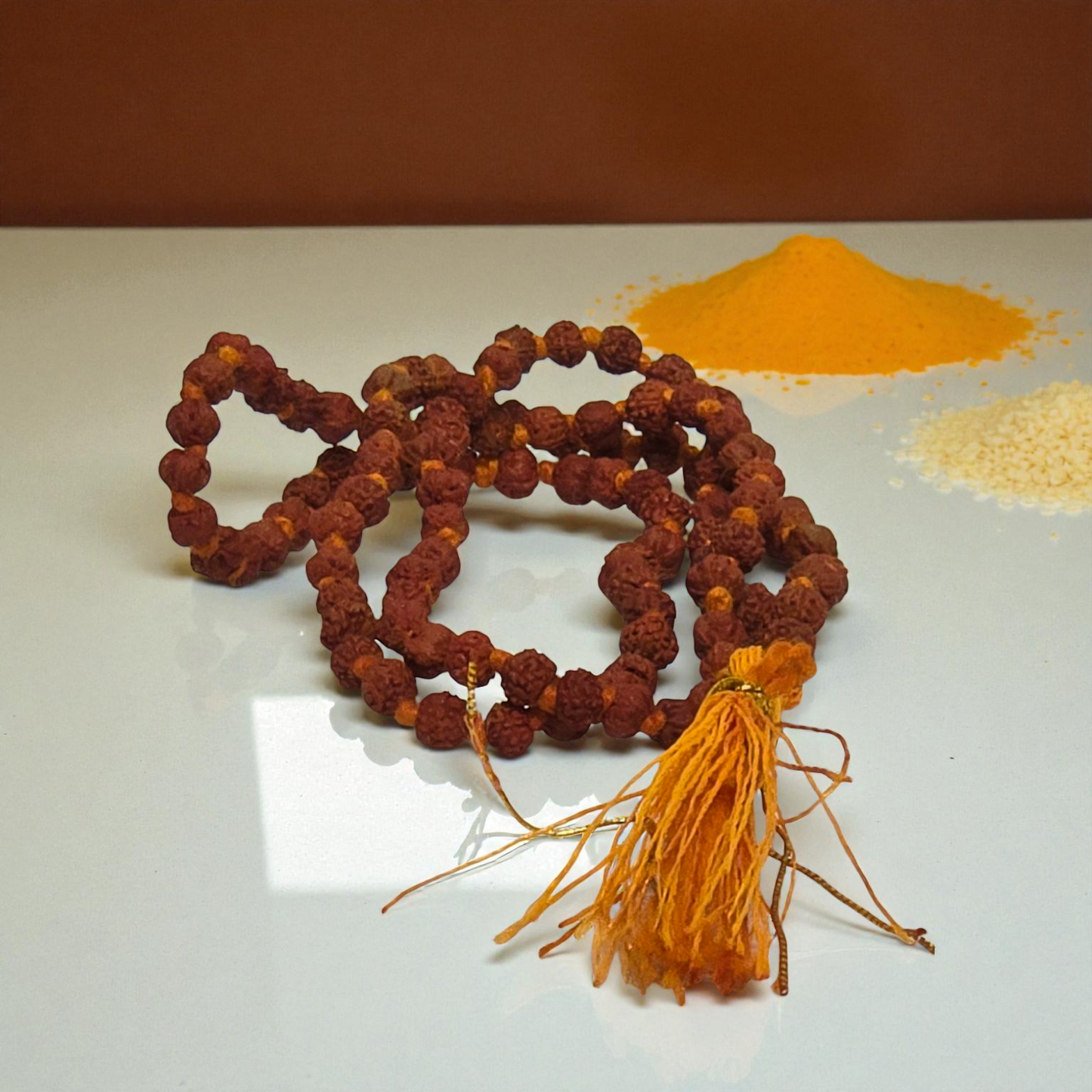 Natural 5 Mukhi Rudraksh Mala for Meditation, Healing & Daily Spiritual Wear