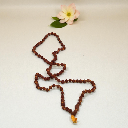 Natural 5 Mukhi Rudraksh Mala for Meditation, Healing & Daily Spiritual Wear