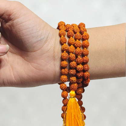 Natural 5 Mukhi Rudraksh Mala for Meditation, Healing & Daily Spiritual Wear