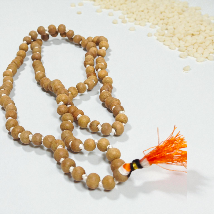 Pure Sandalwood Mala 108 Beads for Meditation, Calmness & Daily Spiritual Use
