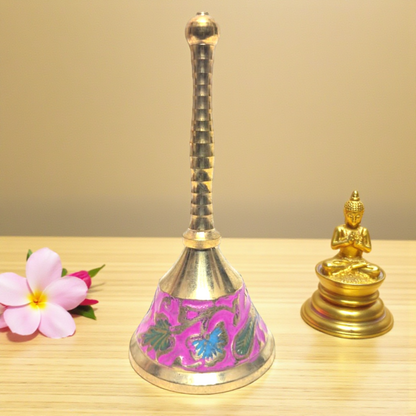 Pure Brass Pooja Bell | Handcrafted Temple Ghanti with Floral Engraving