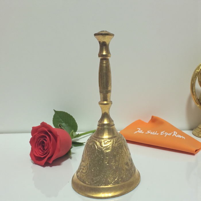 Pure Brass Pooja Bell | Handcrafted Temple Ghanti | Traditional Brass Prayer Bell