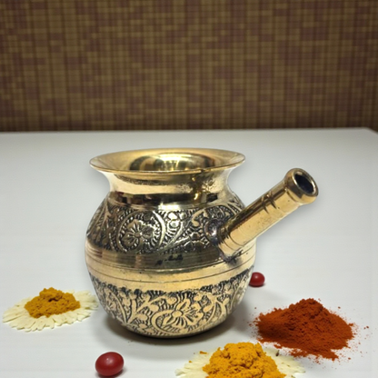 Pure Brass Jal Neti Lota | Handcrafted Ayurvedic Jal Neti Pot | Traditional Brass Design