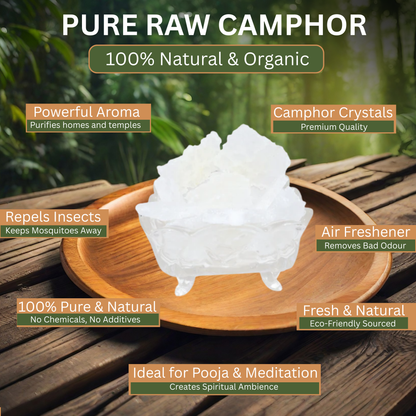 Khadi Handcrafted Desi Kapoor (250g) – 100% Pure Raw Camphor Lumps for Pooja, Havan & Diffuser – Residue-Free Swadeshi Kapur (Khadi India Certified)