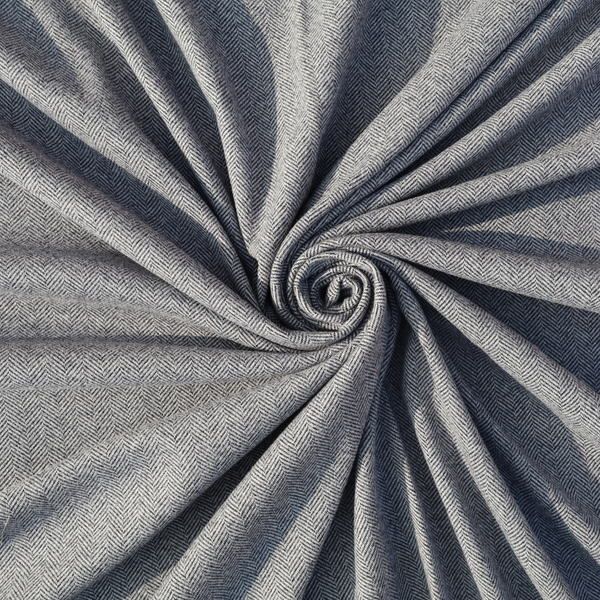 Premium Grey Woolen Tweed Fabric – Classic Herringbone Texture | Width 58 Inches