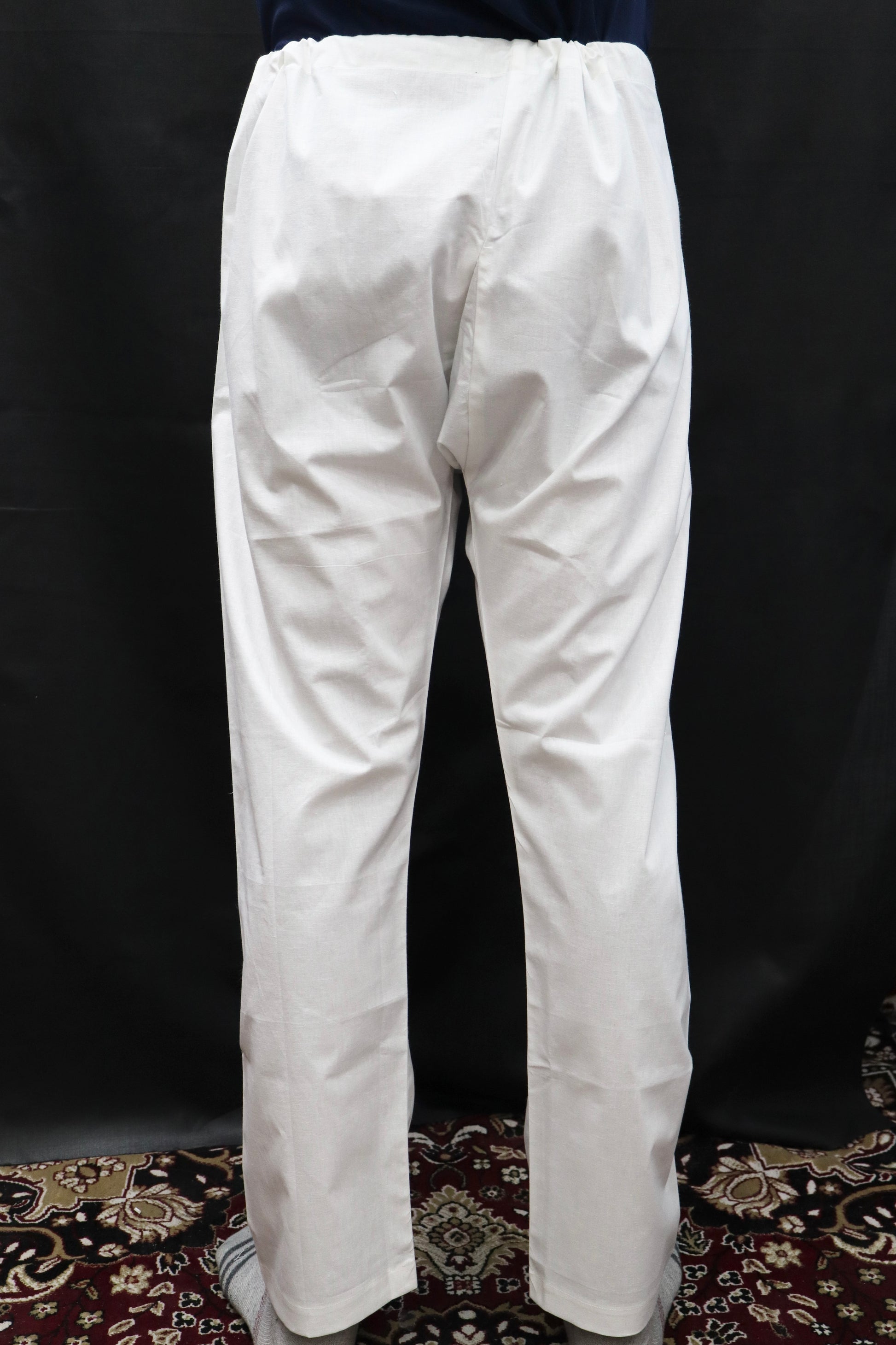 Back view of men white cotton drawstring pajama