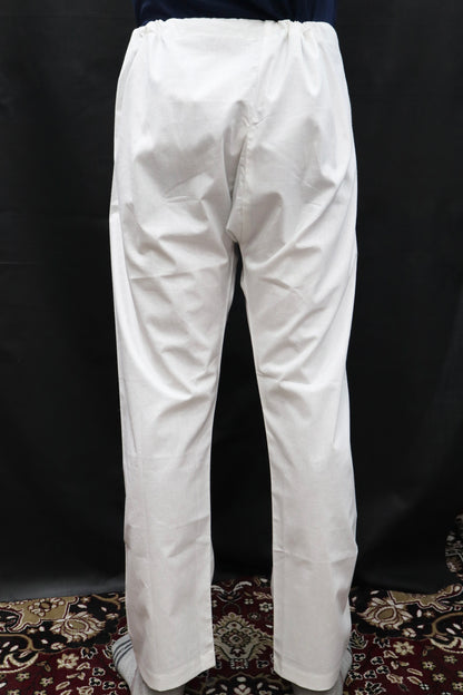 Back view of men white cotton drawstring pajama