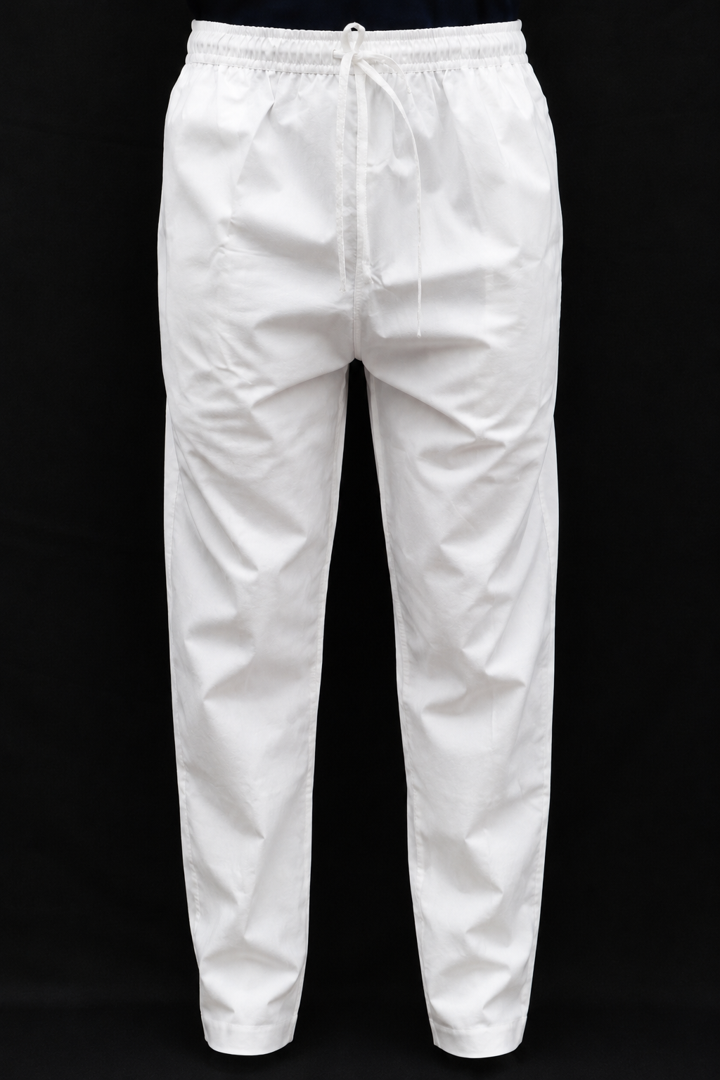 Men white cotton full elastic pajama front view