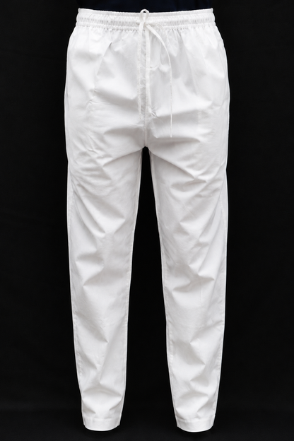 Men white cotton full elastic pajama front view