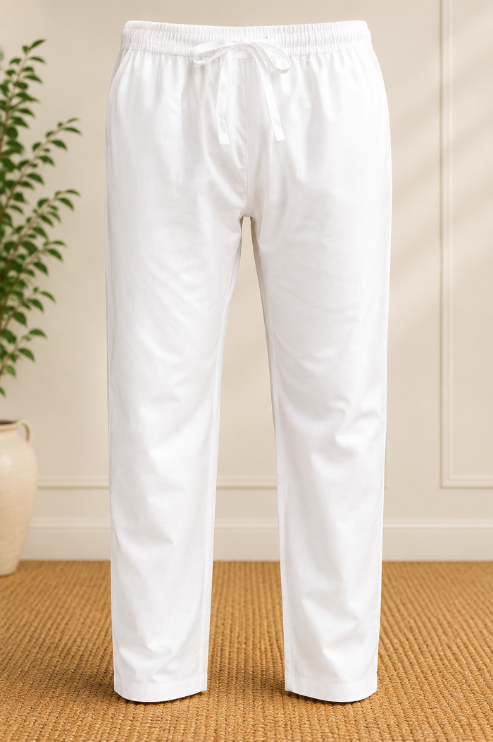 Men’s White Cotton Dori Pajama – Adjustable Drawstring Ethnic Wear