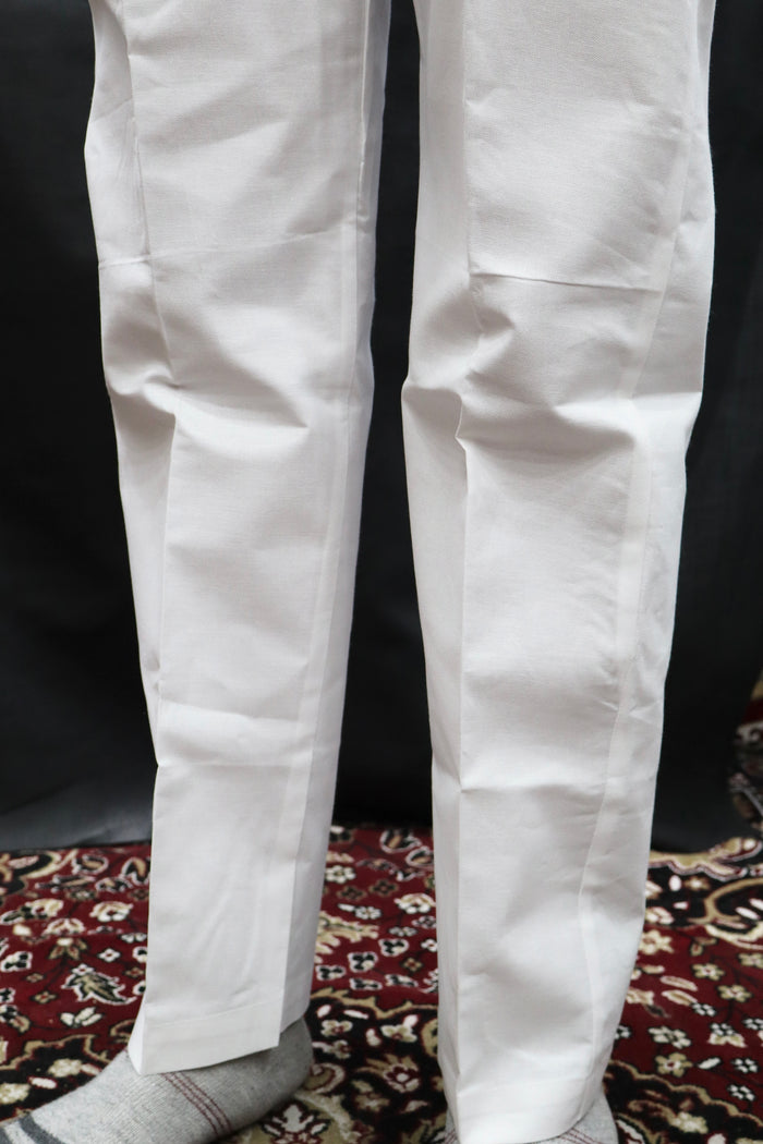 Men’s White Cotton Full Elastic Pajama – Comfortable Traditional Ethnic Bottom Wear