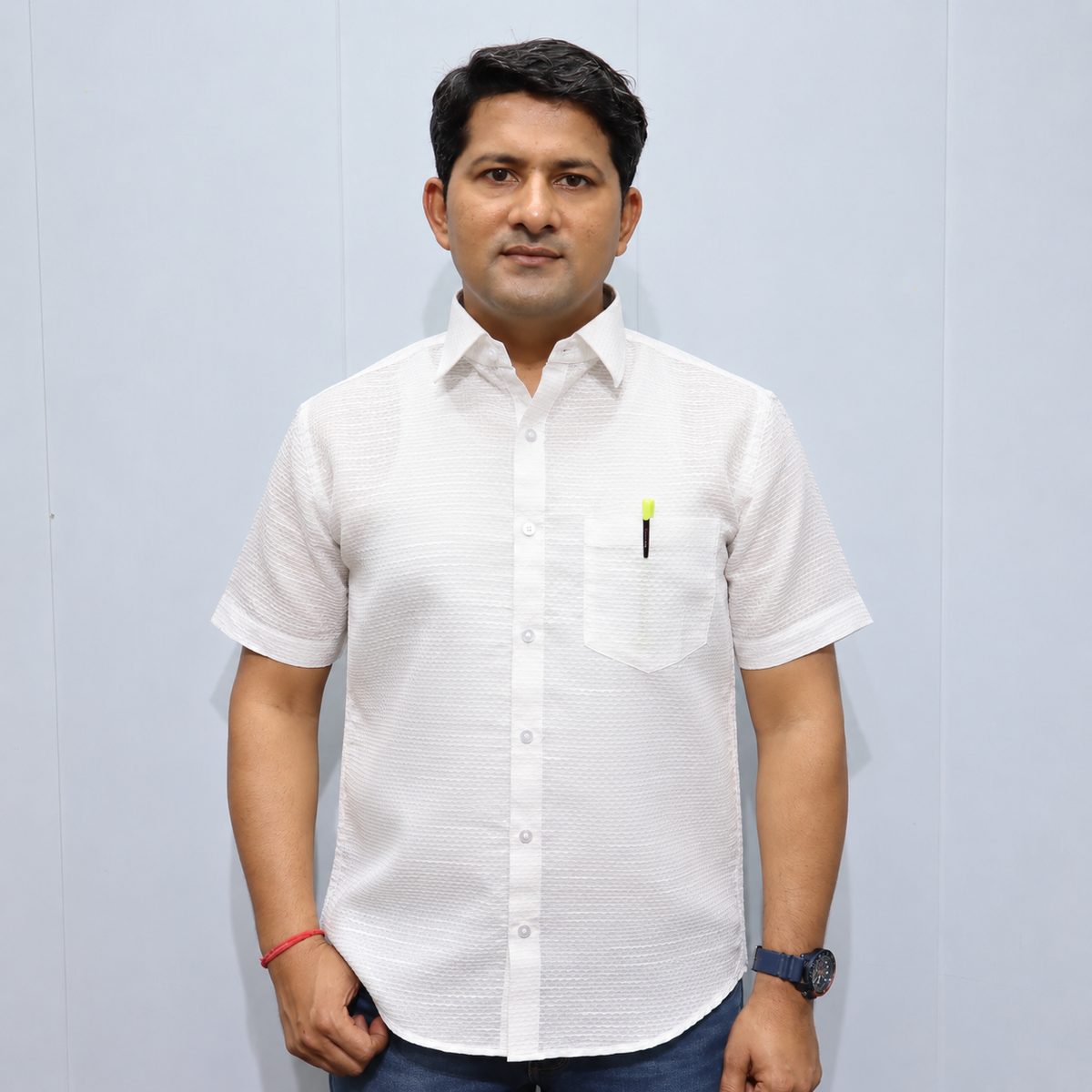 White Cotton Shirt for Men – Front View