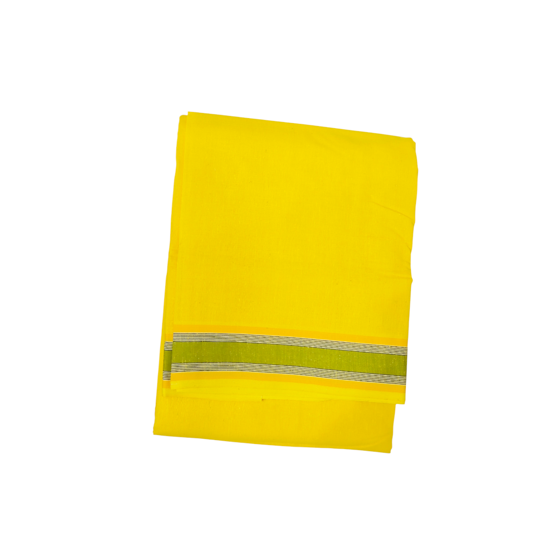 Premium yellow khadi cotton dhoti gamcha set neatly folded
