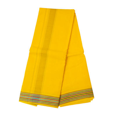 Premium yellow khadi cotton dhoti with elegant woven border
